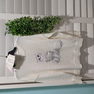 NWT Sincerely Jules White Cute Cat Knit Sweater With Coin Purse